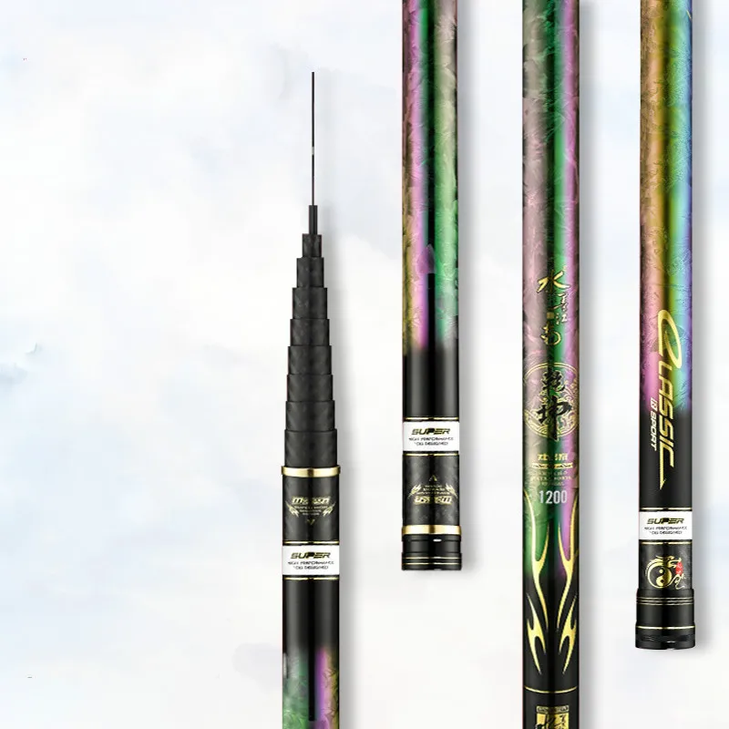 Caña de pescar telescópica de fibra de carbono, caña de pescar de sección larga, superdura, 9/10/11/12/13m - imagen 2