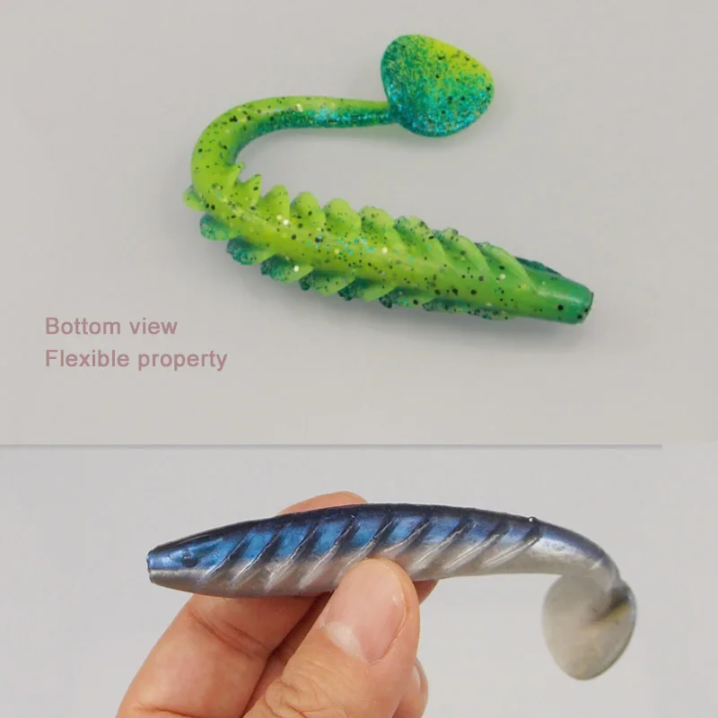 KESFISHING Pesca señuelo de Pesca ondulación Shad 4 pulgadas 4,7g 5 pulgadas 9g Isca cebo de silicona Artificial olor a camarón agregar sal - imagen 3