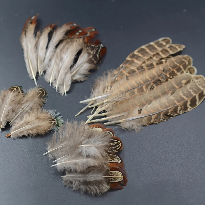 4 estilos opcionales Ringneck pluma de faisán materiales para atar moscas 20 piezas ala de faisán pluma sillín tippet punto blanco pluma del cuerpo - imagen 4