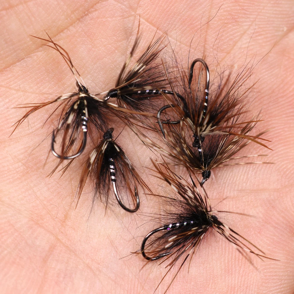 ICERIO 6 uds suave Hackle mosca húmeda Tenkara Ninfa mosca atado gancho trucha pesca mosca señuelo cebos # 12