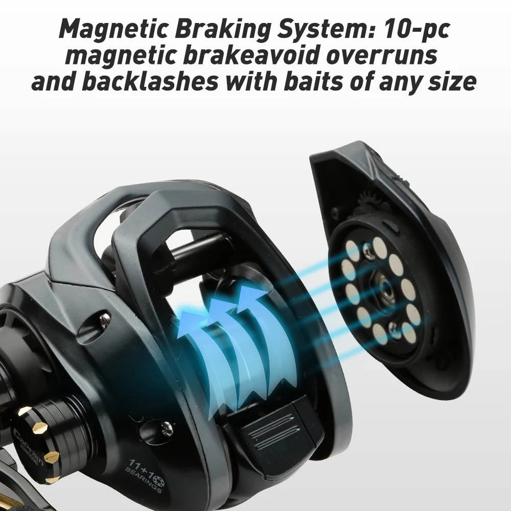 JOHNCOO-carrete de pesca de fundición larga, 11 + 1 rodamientos 7,3: 1 Johncoo, arrastre máximo de 18lb, potente Carrete con carrete poco profundo - imagen 5