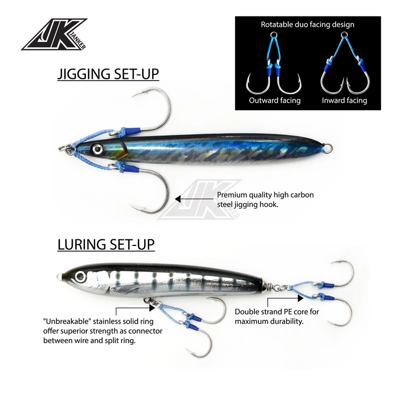 JK PAI Power help doble 1/0 3/0 5/0 7/0 9/0 11/0 resistente 4X anzuelos de Pesca de Mar Atun jighead accesorios de pesca