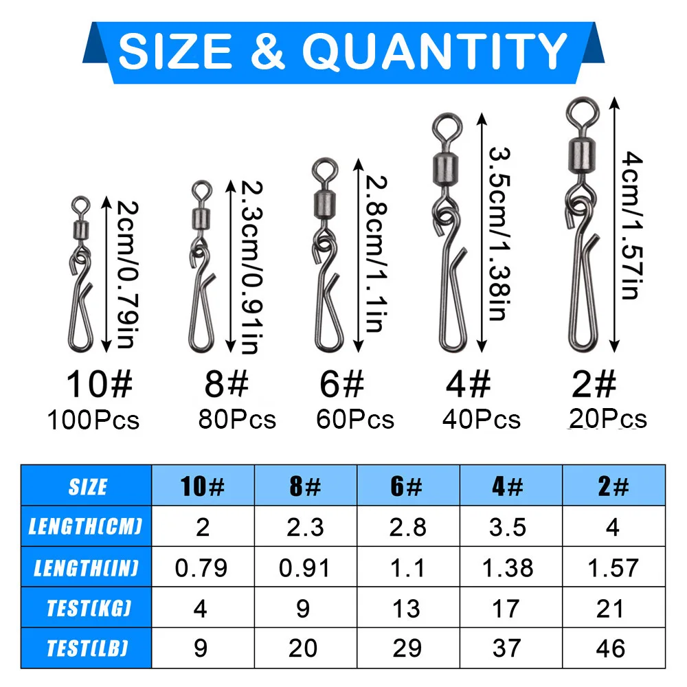 Conector de pesca de señuelo rápido, 300 unids/caja, giratorio de latón, Terminal de enclavamiento de cambio rápido, accesorios de pesca - imagen 2
