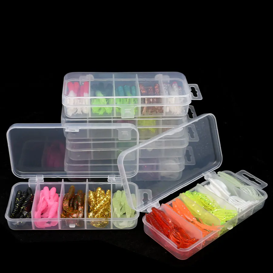 Paquete de caja JYJ 30 Uds 50 Uds 4cm 5cm 6cm señuelo de sílice suave grub gusano cebo de gusano con cola en T isca pesca cebo de gusano artificial - imagen 3
