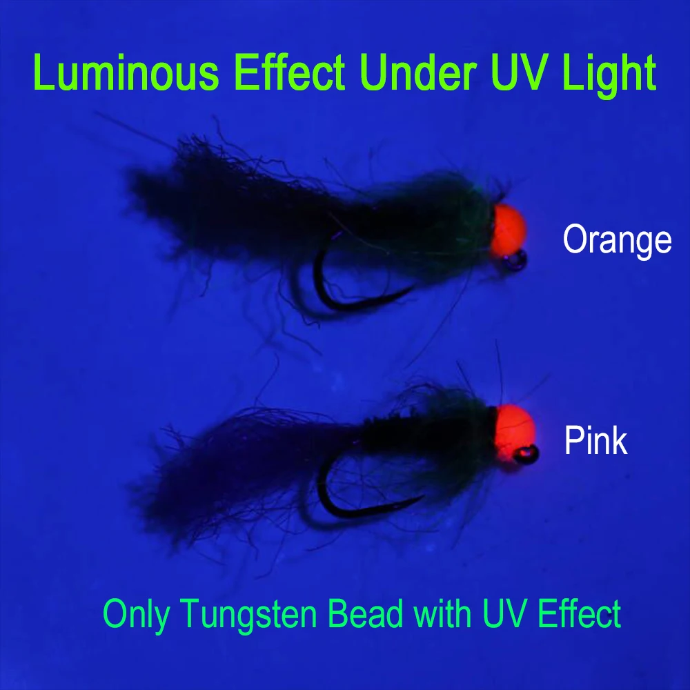 ICERIO 8PCS #14 UV Tungsten Slot Bead Head Barbless Jig Hook Nymph Fast Sinking Fly For Trout Steehead Salmon Fishing Lures - imagen 4