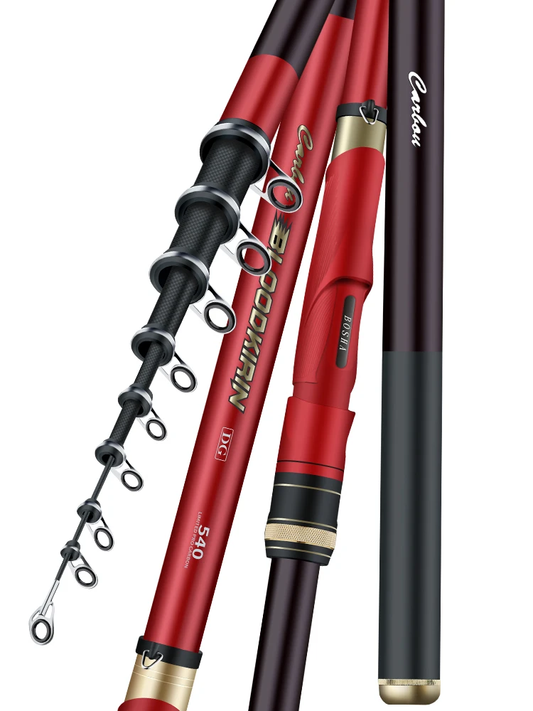 Caña de pescar telescópica, accesorio de fibra de carbono, secciones largas, 3,6 M, 4,5 M, 5,4 M, 6,3 M, 7,2 M - imagen 2