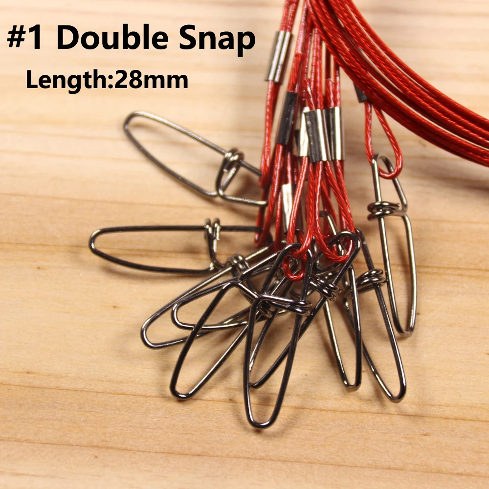 10 Uds., 50cm, 150LB de alambre grueso, líder de pesca de acero, rastreo con señuelo giratorio a presión, conector de anzuelo, accesorios de pesca de agua salada - imagen 5