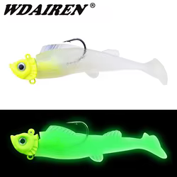 Señuelos de Pesca luminosos de plomo, 1 Plantilla de piezas, 9cm, 16,5g, cola T, Wobblers, cebos artificiales de silicona, Swimbaits, aparejos de lubina