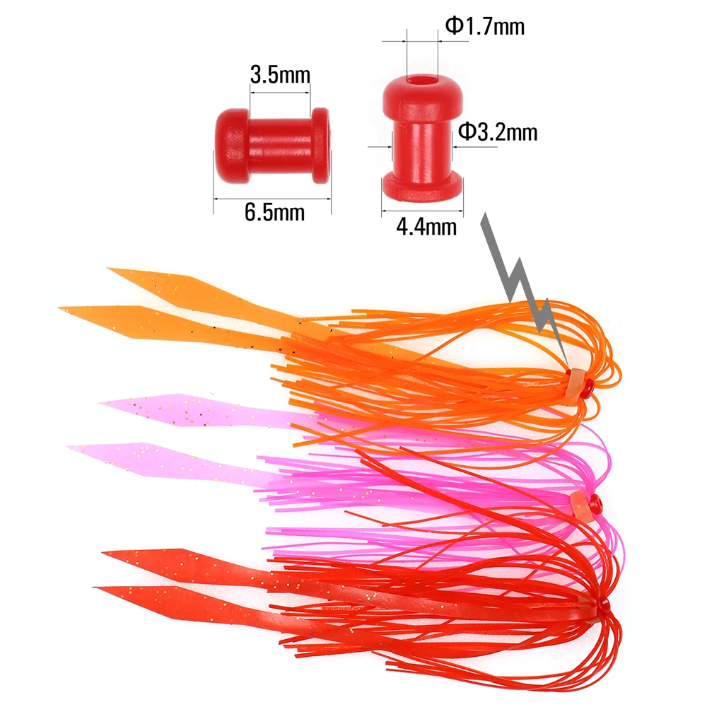 Faldas de silicona salada, repuesto de remolque para plantillas deslizantes, pulpo, calamar, pargo, Jigging, señuelo de pesca, cola de goma, 10 Uds. - imagen 2