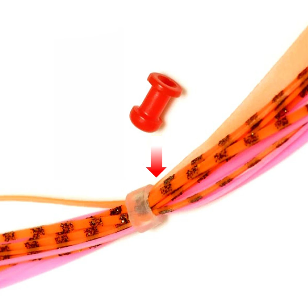 Piezas deslizantes de plástico redondas rojas, faldas de silicona para pargo y lazo de goma, piezas fijas, accesorios para Señuelos de Pesca de agua salada, 20 piezas - imagen 4