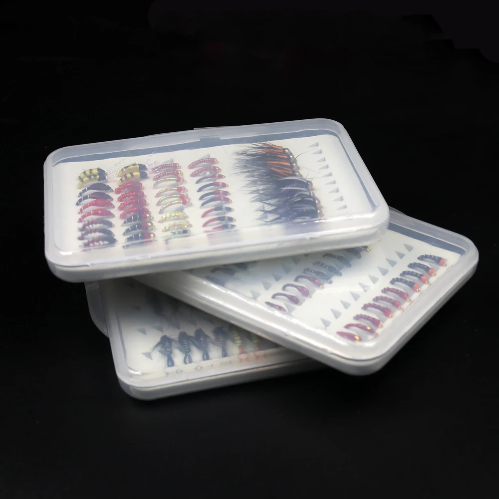 Bimoo-Juego de Señuelos de Pesca con cabeza de perla de Ninfa recubierta de epoxi, moscas, trucha, enmalle azul, tamaño de señuelo #12 #14 #16, 40 unids/caja - imagen 5