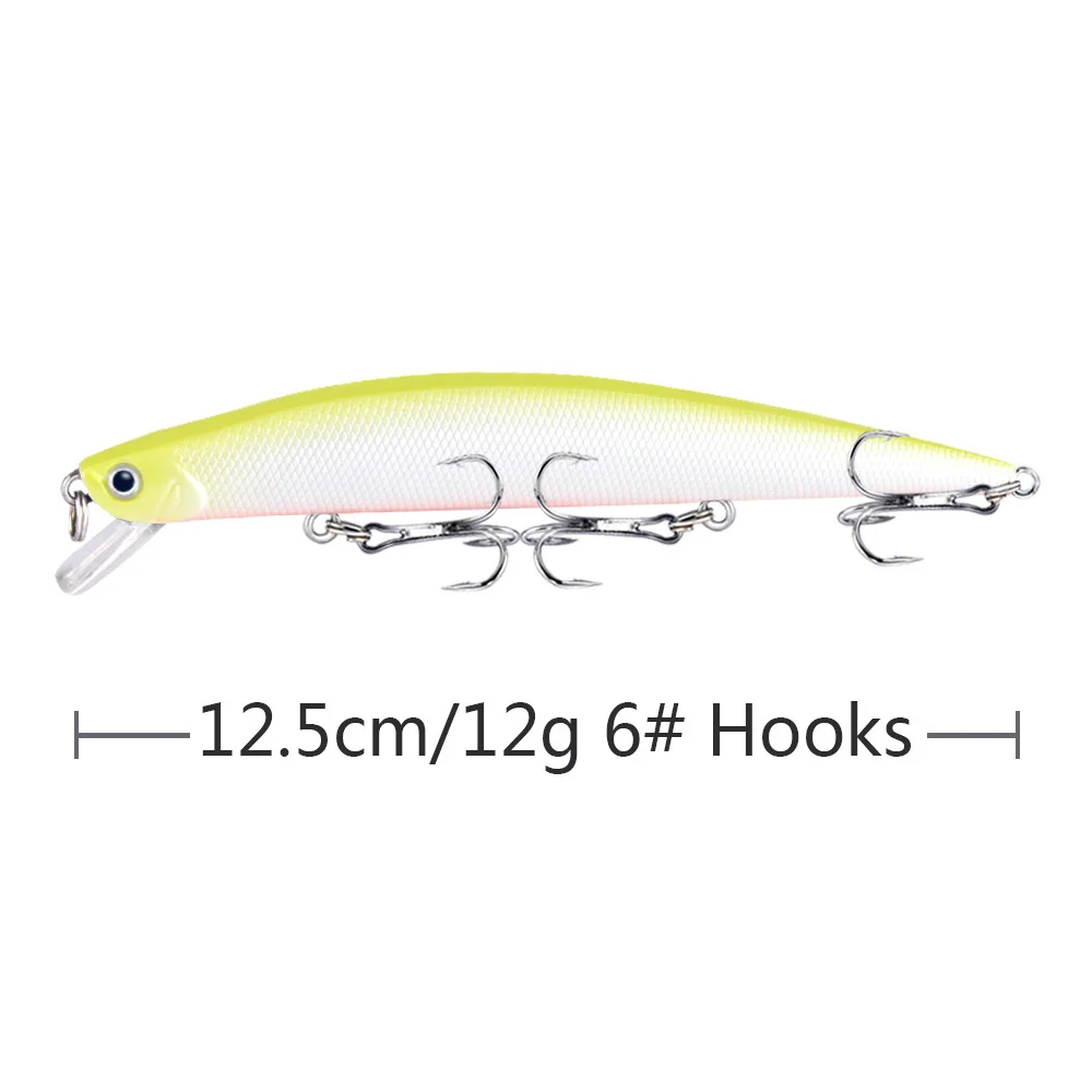 Señuelo de pesca de pececillo, cebo duro Artificial flotante, Wobbler, Crankbait, aparejos de pesca de lubina de agua dulce, 12,5 cm, 12g, 1 pieza - imagen 4