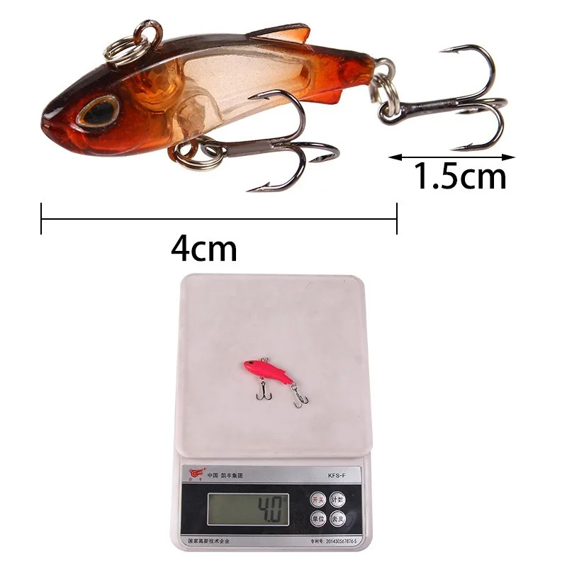 Señuelo de pesca Mini VIB que se hunde, 4cm, 4g, cebos artificiales con vibración, Wobblers de pesca en hielo para invierno, aparejos de pesca Crankbait para lubina - imagen 5