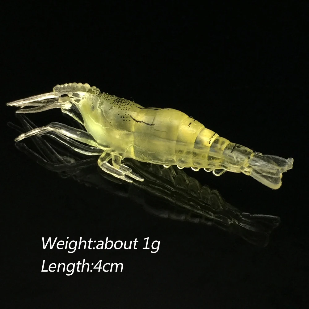 Señuelos luminosos de pesca de silicona suave, cebo Artificial de camarón de 4cm, Mini cebos de agua salada/dulce para invierno, 20 unids/lote - imagen 2