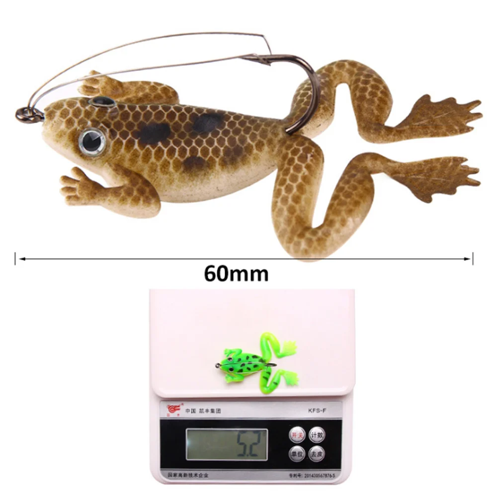 Señuelos blandos Wobbler de 6cm y 5,2g con ojos 3D, cebo Artificial de rana de silicona con gancho para bagre Perch Bass Pike, aparejos de pesca, 1 unidad - imagen 2