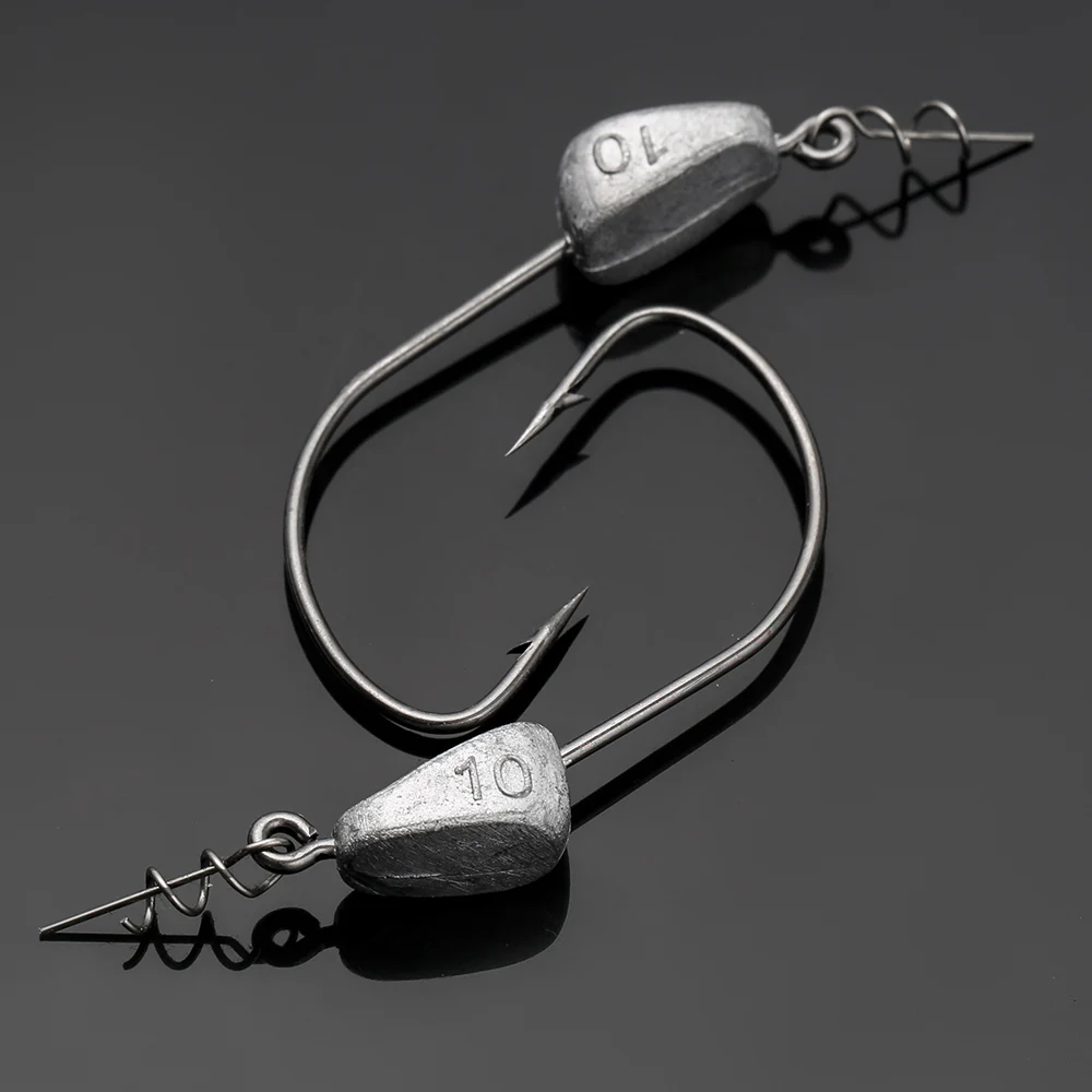 Anzuelo de cabeza plomada expuesta con Pin de centrado, anzuelo de manivela de 3,5g, 5g, 7g, 10g, 15g, 21g, anzuelo de púas para señuelo de gusano suave - imagen 2