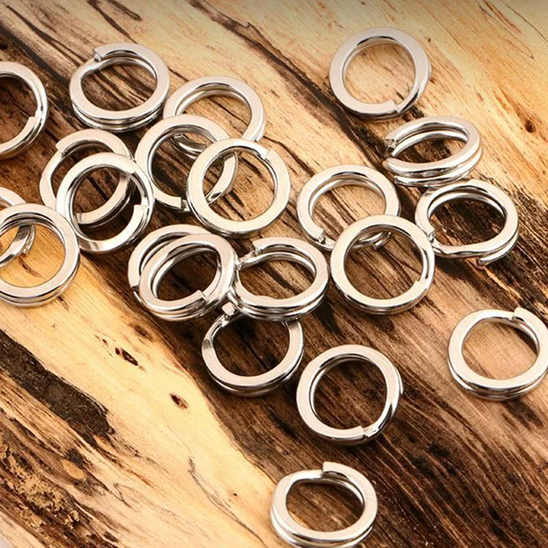 Anillos de señuelo de pesca de acero inoxidable, 100 unidades, anillo dividido de alta calidad, señuelo de anillo sólido, accesorios de pesca - imagen 2