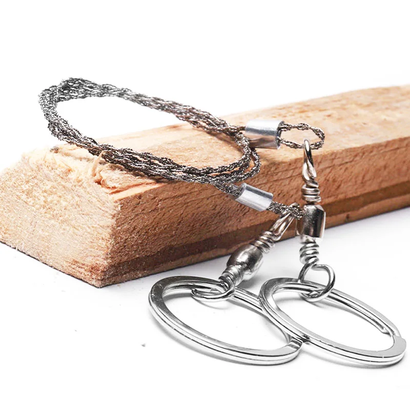 Sierra de alambre portátil de acero inoxidable de 60cm, herramienta de supervivencia de emergencia para acampar, senderismo, viajes al aire libre, Kits de cables con mango para dedo - imagen 4