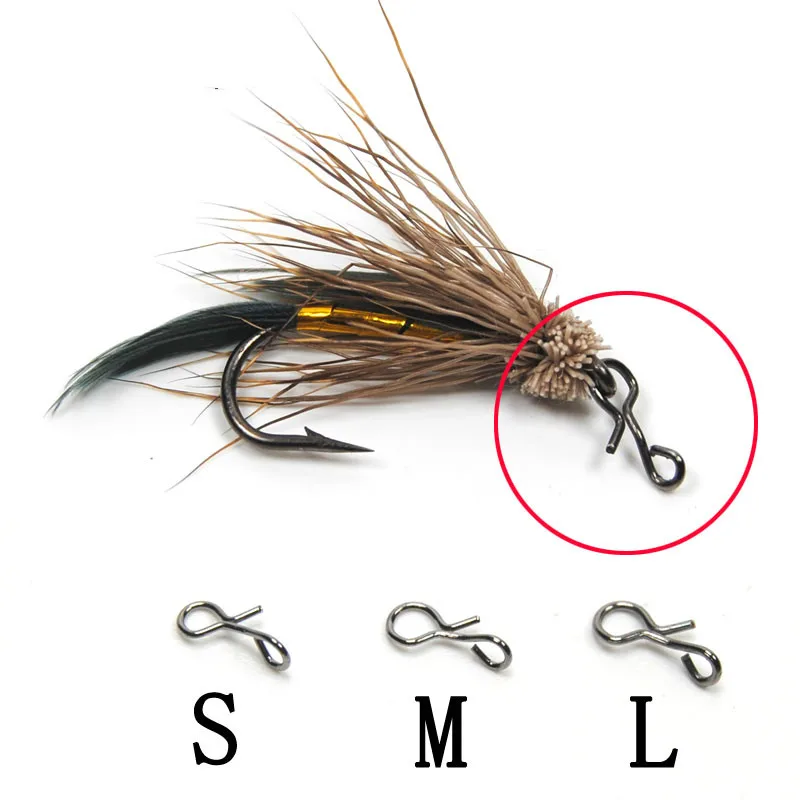 ICERIO conector de broches de pesca con mosca, cambio rápido para anzuelos y señuelos, accesorios de moscas, 50 Uds.