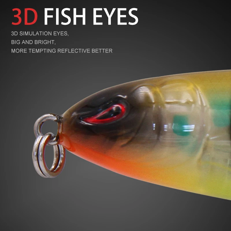 Wondershot-señuelo de pesca flotante D04, 13g, 90mm, Whopper Pencilbait, Topwater, cola giratoria suave, cebos brillantes