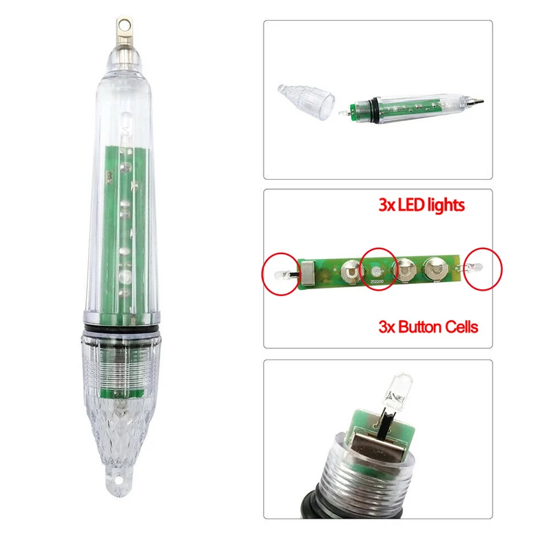 Aparejos de pesca nocturna para agua salada, lámpara LED subacuática para recolección de luz, señuelo de pesca de calamar, 5 colores, 12cm 17cm, 1 ud. - imagen 4