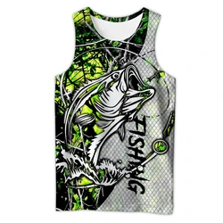 Camiseta de pesca sin mangas con estampado 3D de peces