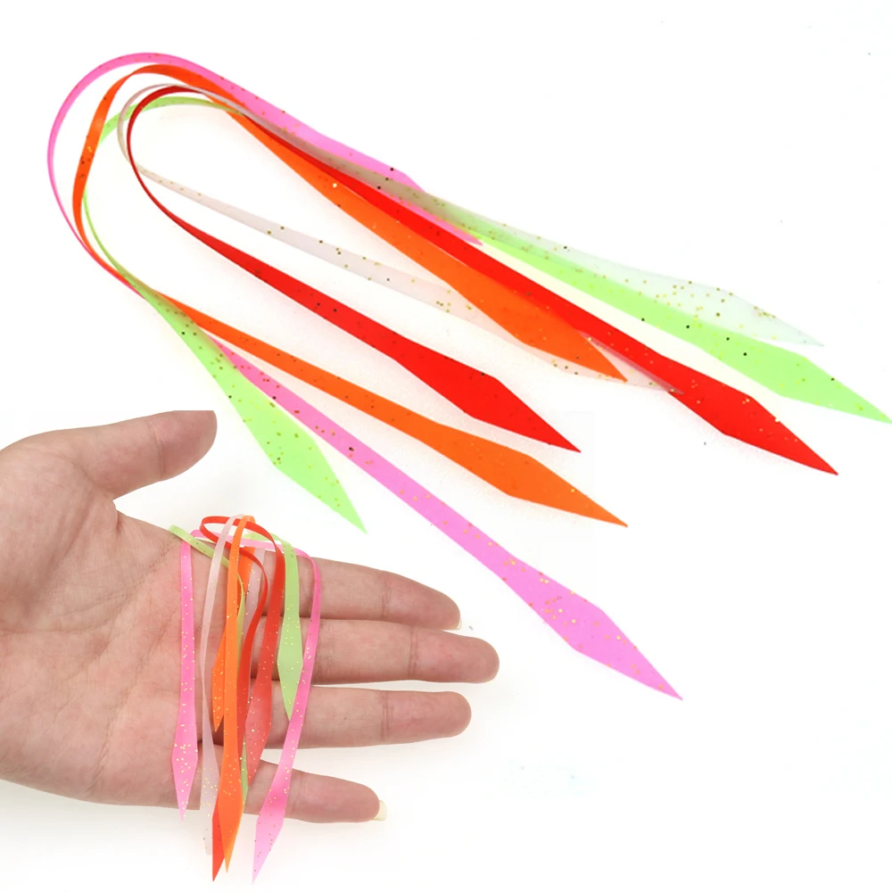 Serpentina de silicona luminosa para cebo giratorio, señuelos de plantilla de goma, faldas de calamar, rojo, naranja, verde, rosa, blanco, dorado, azul, 50 unidades - imagen 3