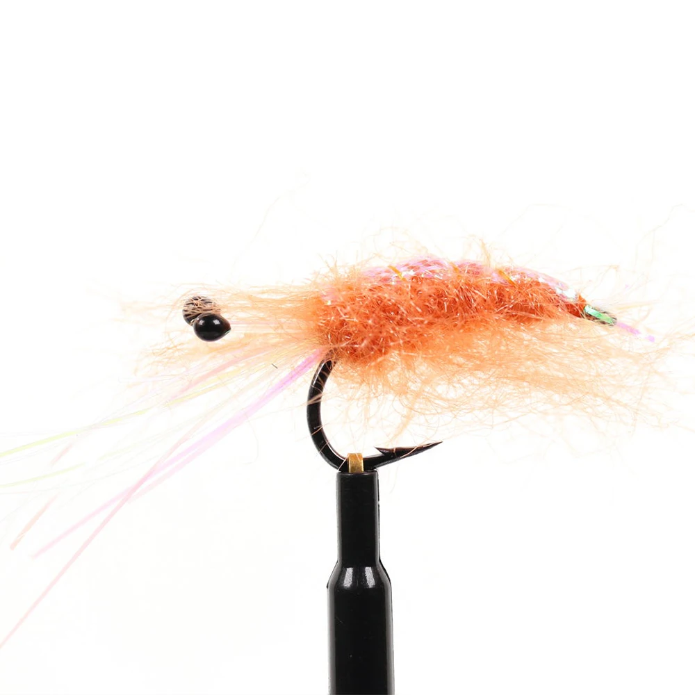4 piezas # 6 señuelos de cebo de gambas artificiales de pesca con mosca de camarones de color naranja - imagen 5