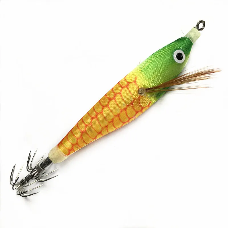 1 unidad de señuelo de pesca 8CM/10G ojos 3D anzuelo de calamar Jigs pulpo sepia Camarón cebos luminosos