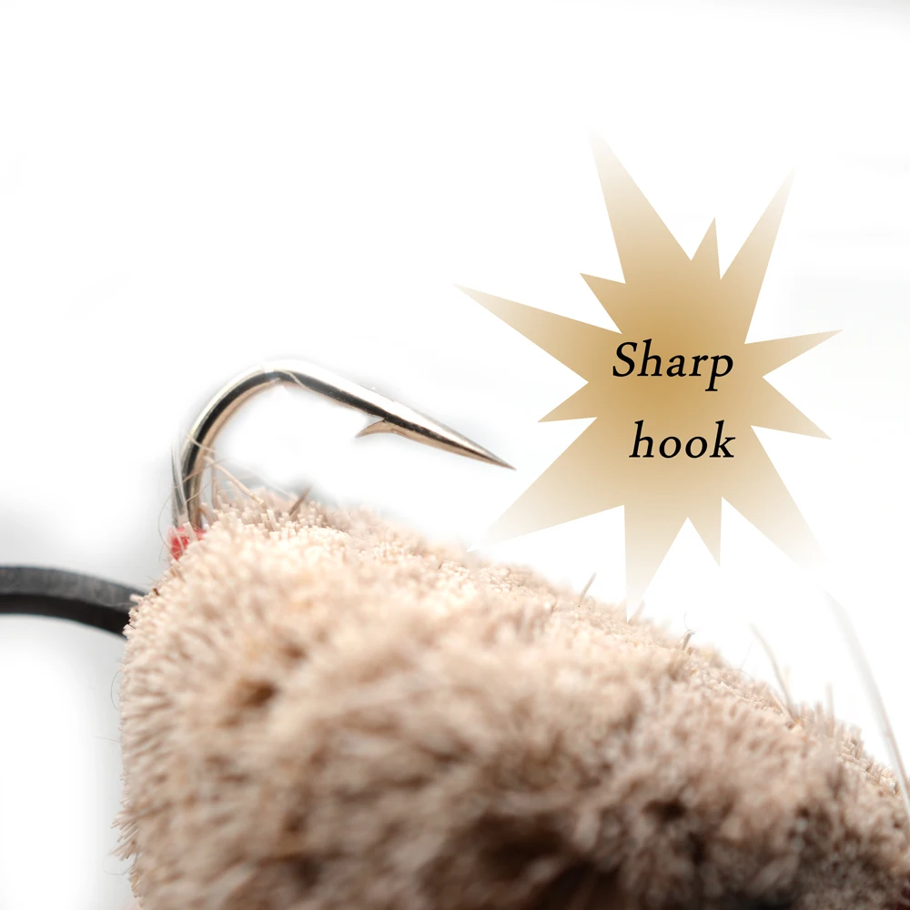 MNFT 1 Uds. Gancho para atar moscas, ratón de pelo de ciervo con gancho protector contra malas hierbas # 1/0 cebos flotantes para ratas con mosca de pesca - imagen 4