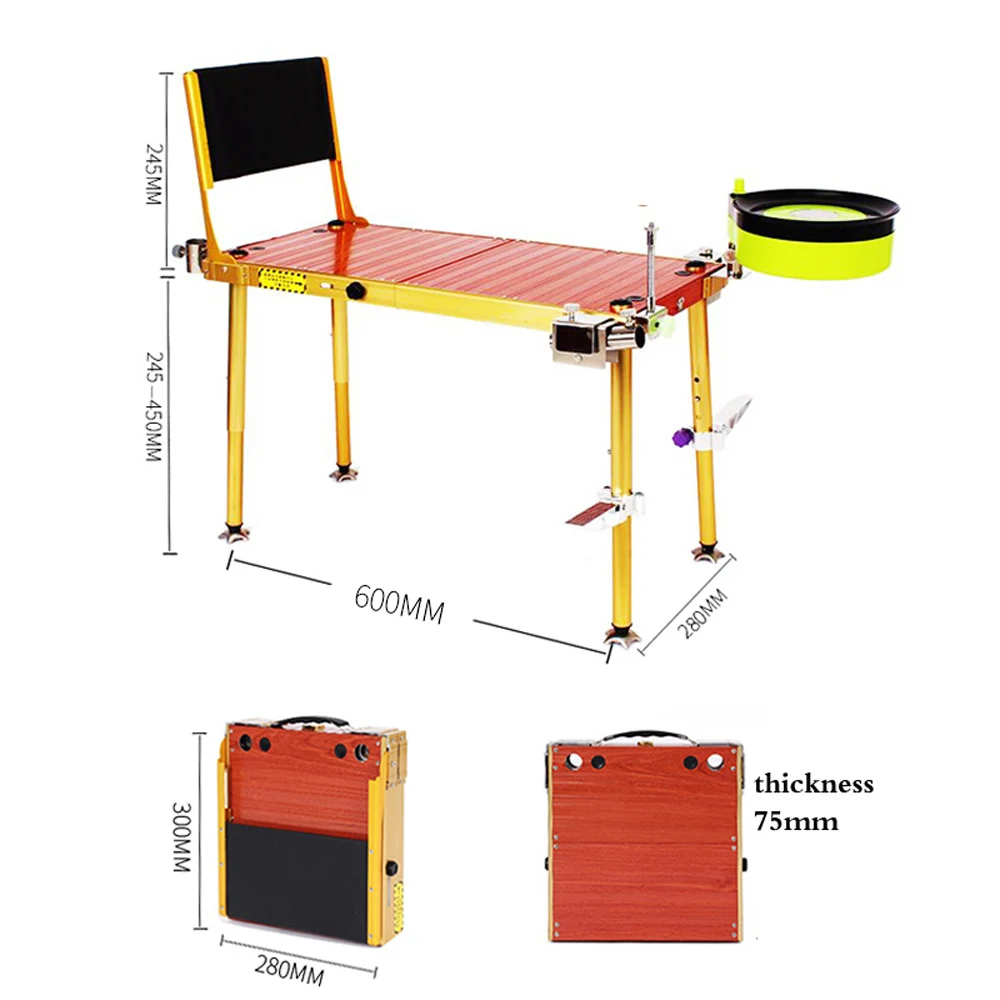 Adecuado para la mayoría de los terrenos Silla de pesca al aire libre Plataforma de pesca de carpa fuerte Respaldo ajustable Ultra ligero Mini plegable 2,5 kg - imagen 5