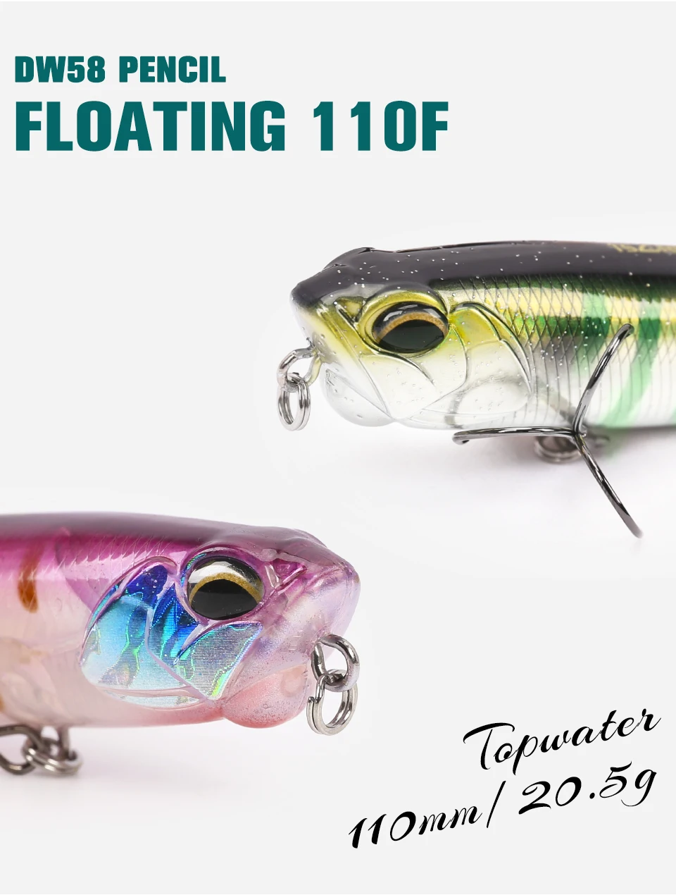 Un señuelo flotante de lápiz DWS 8 en 110 pies de agua