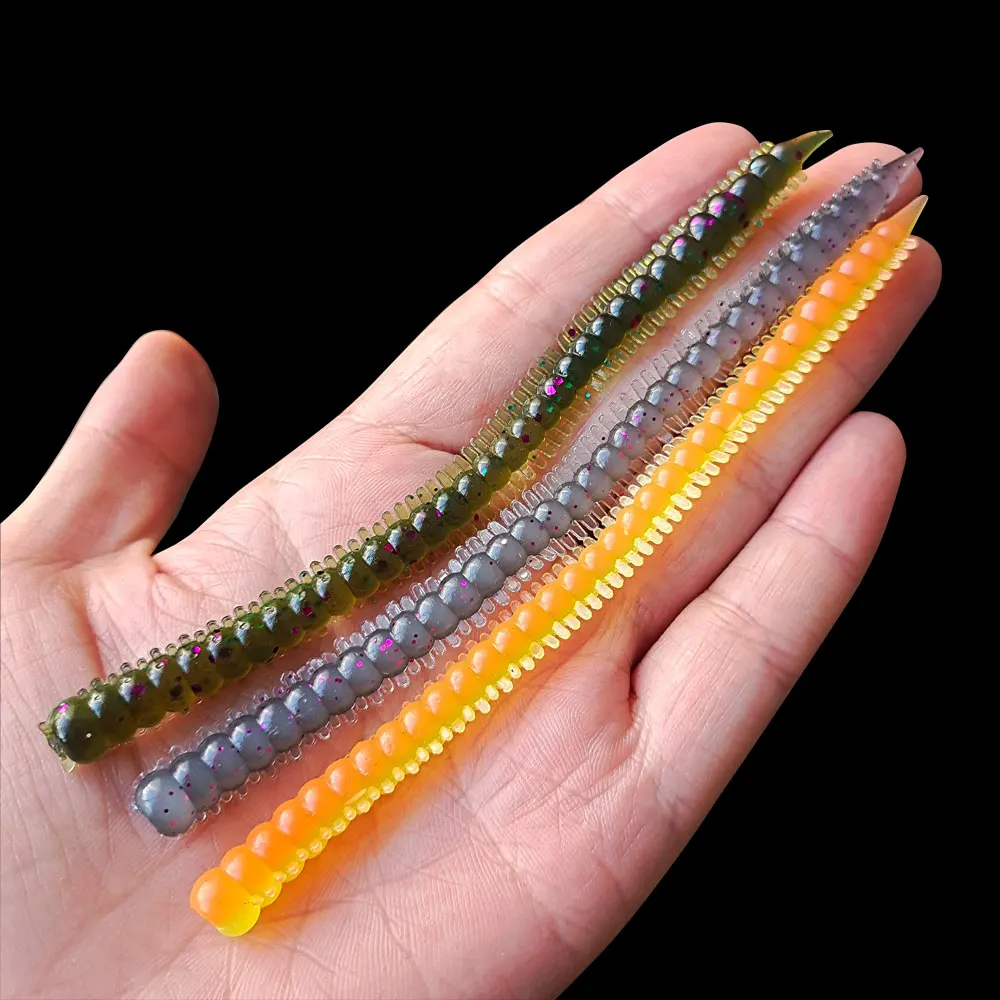 8 unids/lote gusanos de mar artificiales lombriz de tierra Señuelos de Pesca blandos 13 cm/3,7g cebo blando gusano de arena de agua de listones