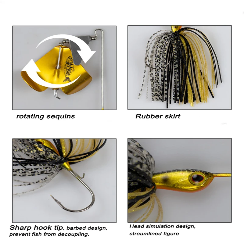 WATER SNIPER Buzzbait Señuelos de Pesca de 7g, 10g, 14g, Tractor Topwater Spinnerbait, señuelos de Metal para Lucio, accesorios de pesca - imagen 5