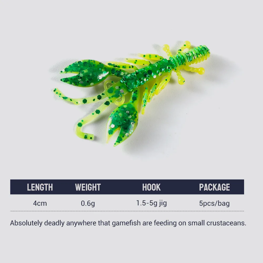 NOEBY Craw-señuelo de pesca suave, cebo Artificial de silicona, gusano de Camarón, Wobblers, plantilla para Señuelos de Pesca de lubina, 4cm, 0,6g - imagen 2