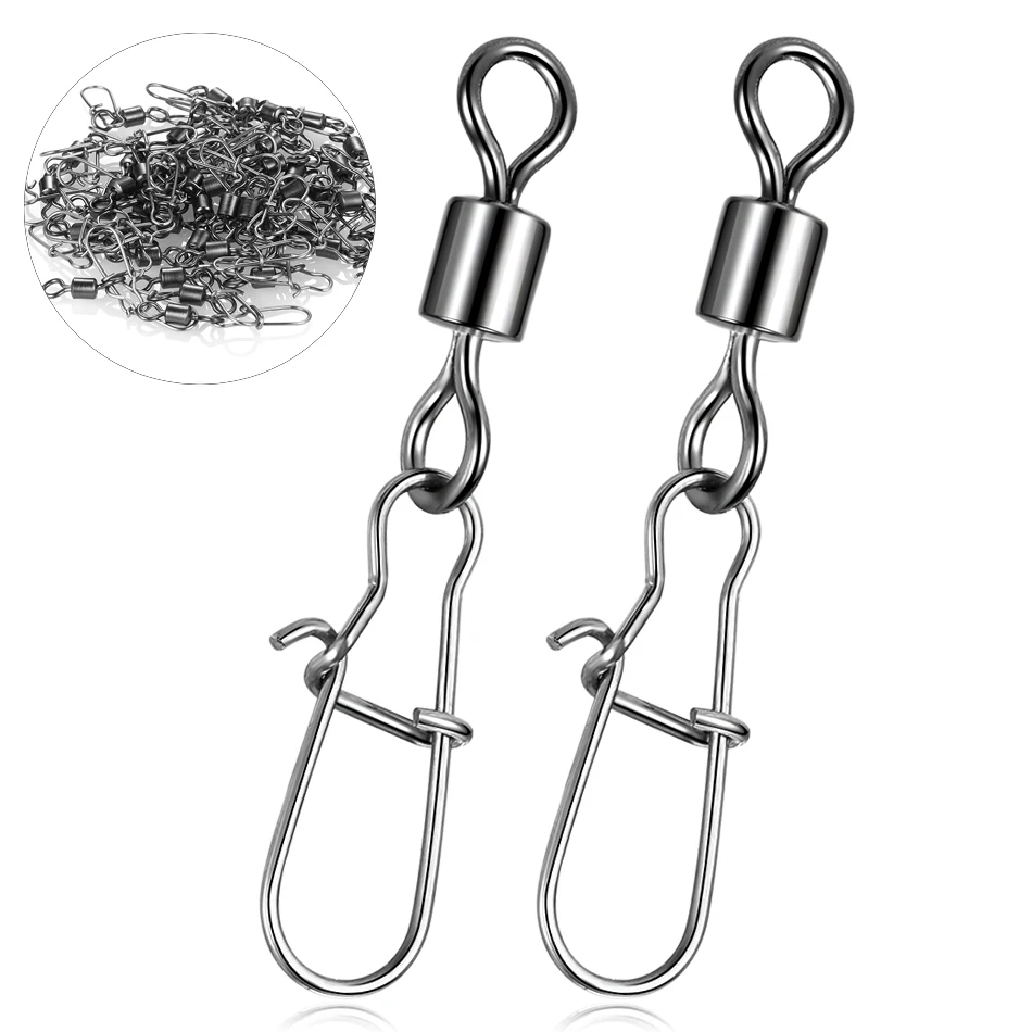 Accesorios de pesca de Lucio, Pin conector de rodamiento giratorio de acero inoxidable, anzuelo a presión, señuelo, aparejos giratorios, 10/50 Uds. - imagen 2