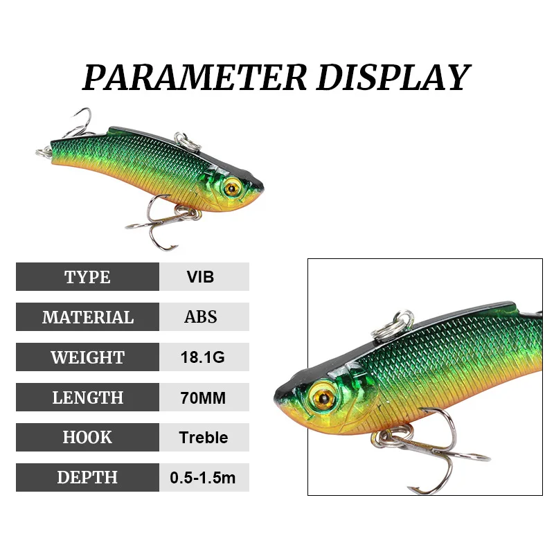 Señuelo de pesca de plomo, cebo Artificial Crankbait, Wobbler, VIB, 70mm, 18ghard, pesca en el mar de invierno, cebo giratorio para buceo de lubina, 1 unidad - imagen 5