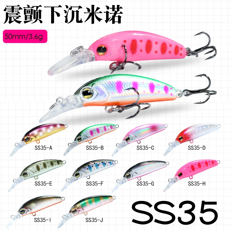 Nuevo señuelo de pesca Mini Minnow 50mm 3,6g cebo duro Artificial con anzuelos de alta calidad Crankbaits