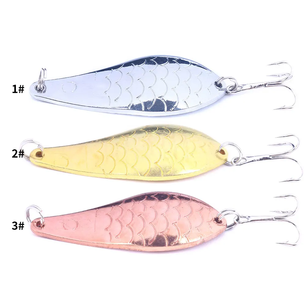 Señuelo de pesca con cuchara giratoria de Metal, cebos duros, lentejuelas plateadas/doradas, ruido, Paillette 4, 7cm, 20g, 1 ud. #   Aparejos de pesca con anzuelo triple - imagen 2