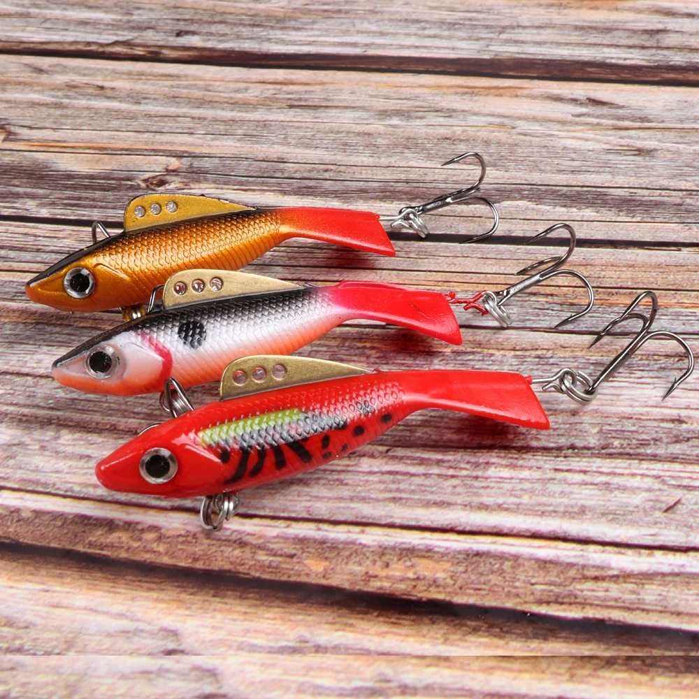 JOHNCOO-señuelo de pesca de hielo, cebo Artificial de 50-70mm, 8-18g, ojos 3D, 2 ganchos, Jigging, Wobbler equilibrado, cebo de pesca VIB - imagen 5
