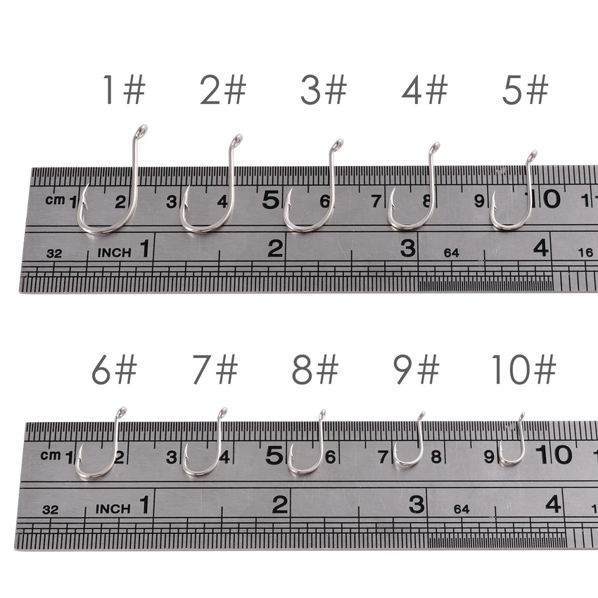 Anzuelos de Pesca de Mar de acero al carbono, anzuelo de pulpo 1 #-10 #, con púas anilladas, larga de caña, Jigging de agua salada, Japón, 100 unidades - imagen 3