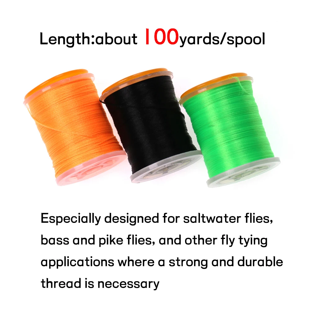Elllv-hilo fluorescente para atar moscas, 8 colores surtidos, 200D, línea de anudado para lubina de agua salada, 100 yardas/carrete - imagen 4