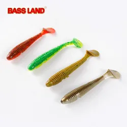 Bassland-señuelo suave de silicona, cebo de 6 piezas, 70mm, 2,5g, cola de paleta, Wobblers, Artificial, acanalado, sábalo, Jigging, Isca, sopa Leurre