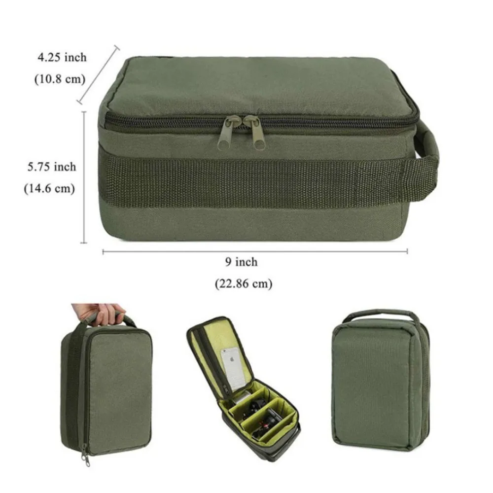 Bolsa de carretes de pesca portátil con múltiples compartimentos, carrete de sedal, señuelo, gancho, bolso de almacenamiento, bolsas de almacenamiento de pesca, 9x5,75x4,25 pulgadas - imagen 4