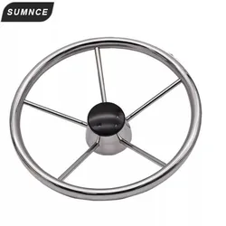 Rueda de dirección de acero inoxidable de 5 radios, 13,5 ", pulido espejo, para barco marino, yate, accesorios marinos