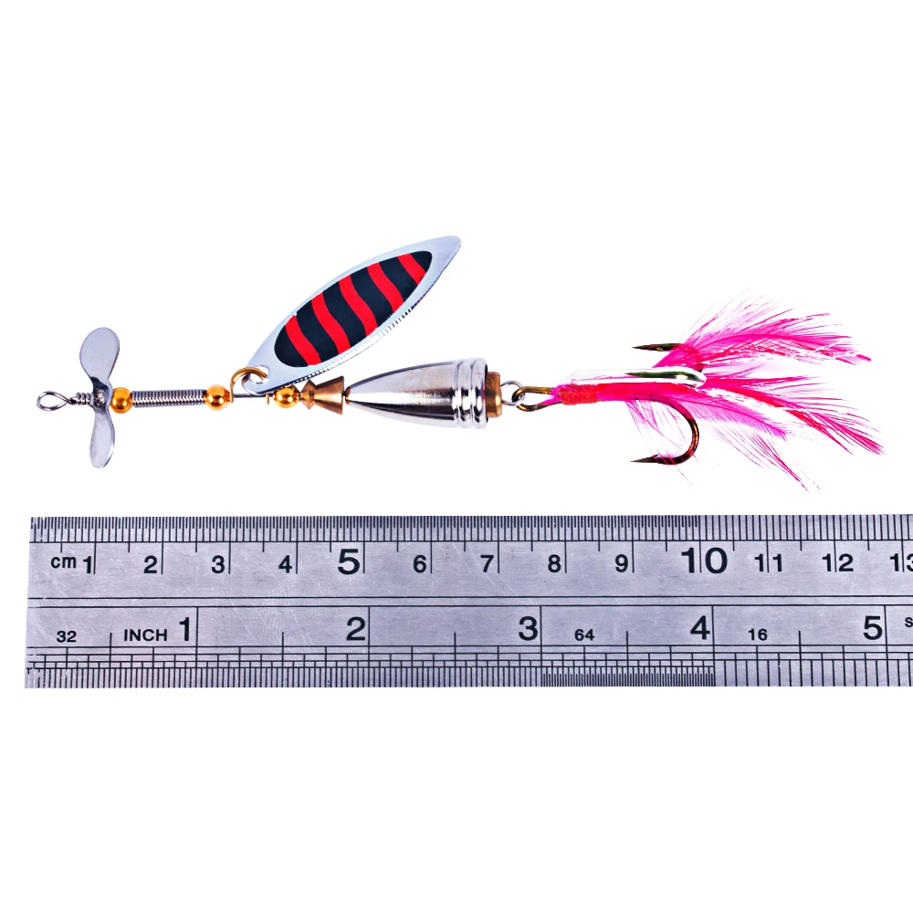 5 uds 10cm 9,9g Spinner cuchara señuelo para lubina lentejuelas de Metal cebo Señuelos de Pesca para lago mar Lucio pesca de carpa con gancho de plumas - imagen 3