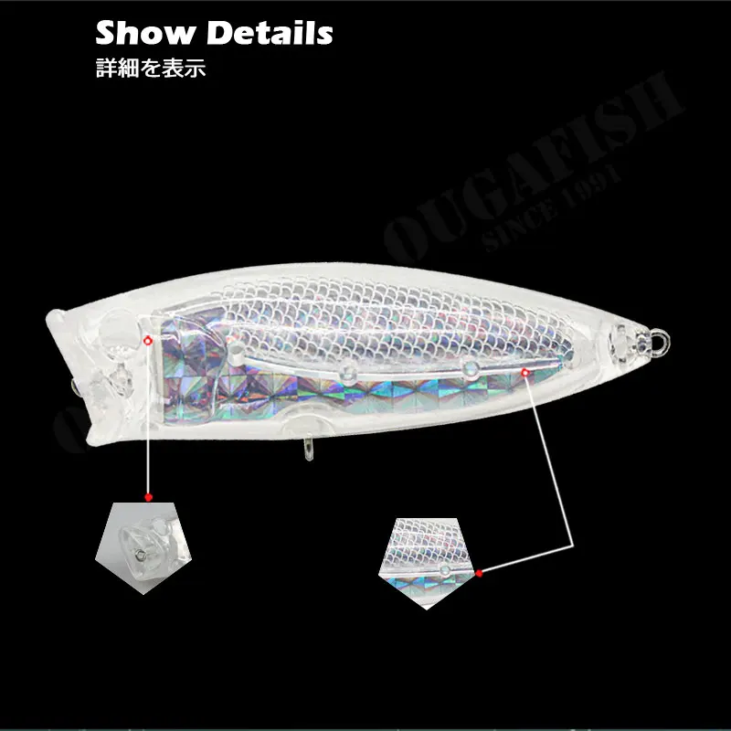 Poppers-señuelo de pesca flotante, 86mm, 16,5g, ABS, transparente, sin pintar, Wobblers, Peche Accessoire, Pike Isca Artificial Angeln - imagen 3