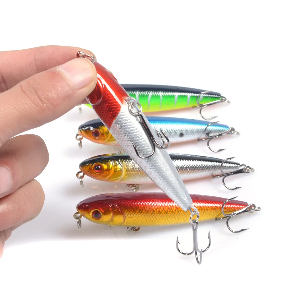 DHYJSFDC-señuelo de Pesca profunda, anzuelo de superficie de agua Minnow 8cm 8,6g Wobbler Crankbait Jerkbait, perca, Wobblers - imagen 4