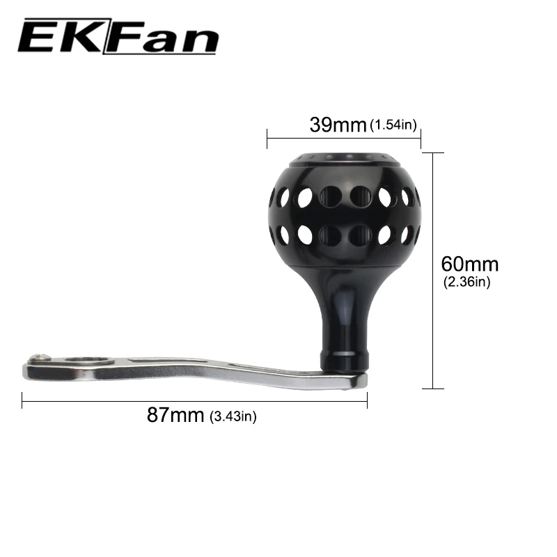 EKFan-carrete de pesca de aleación de aluminio, balancín fuerte y duradero, mango único, 8x5 agujeros, piezas de aparejos de pesca de Baitcasting, 87MM - imagen 2