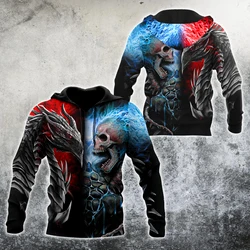 Sudadera estampado 3D KJ502 – Calavera dragón con capucha y cremallera